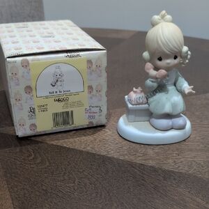 Precious Moments Blonde Figurine with Pink Phone